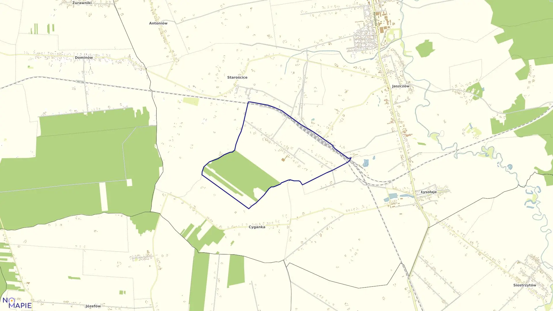 Mapa obrębu Popławy w gminie Milejów